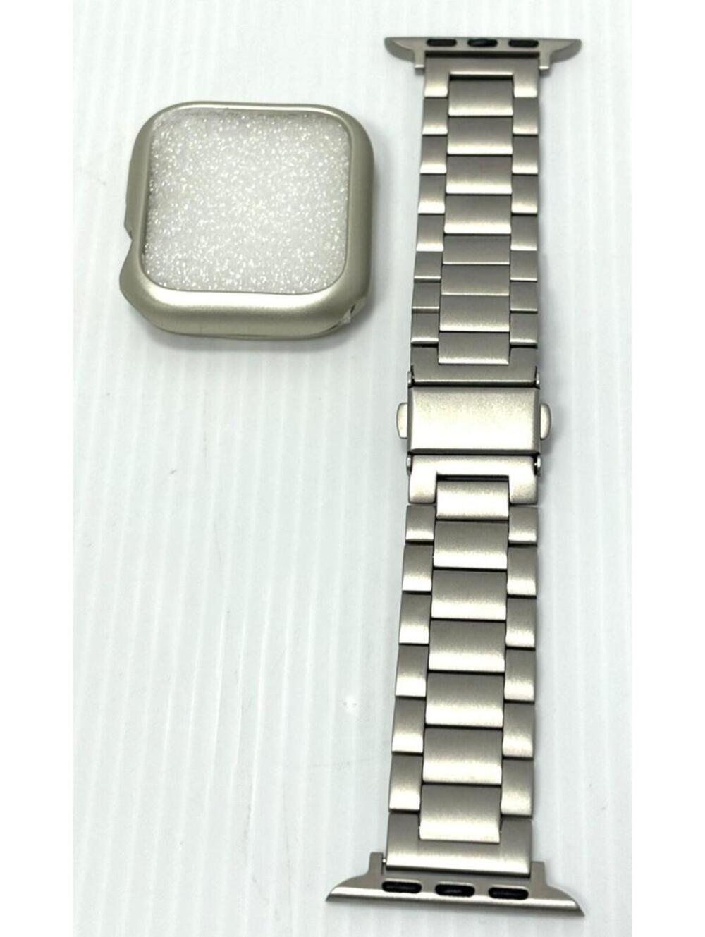 Silver Metal Link Watch Band Strap Screen Protector Bumper Case Smart Watch NWOT